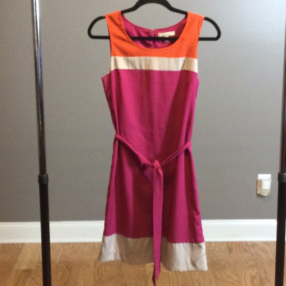 0 Banana Republic Colorblock Sleeveless Dress - Fuchsia Pink and Orange